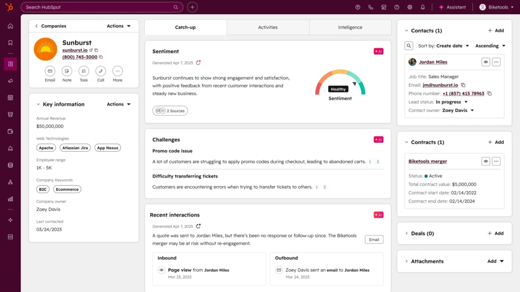 HubSpot CRM Interface